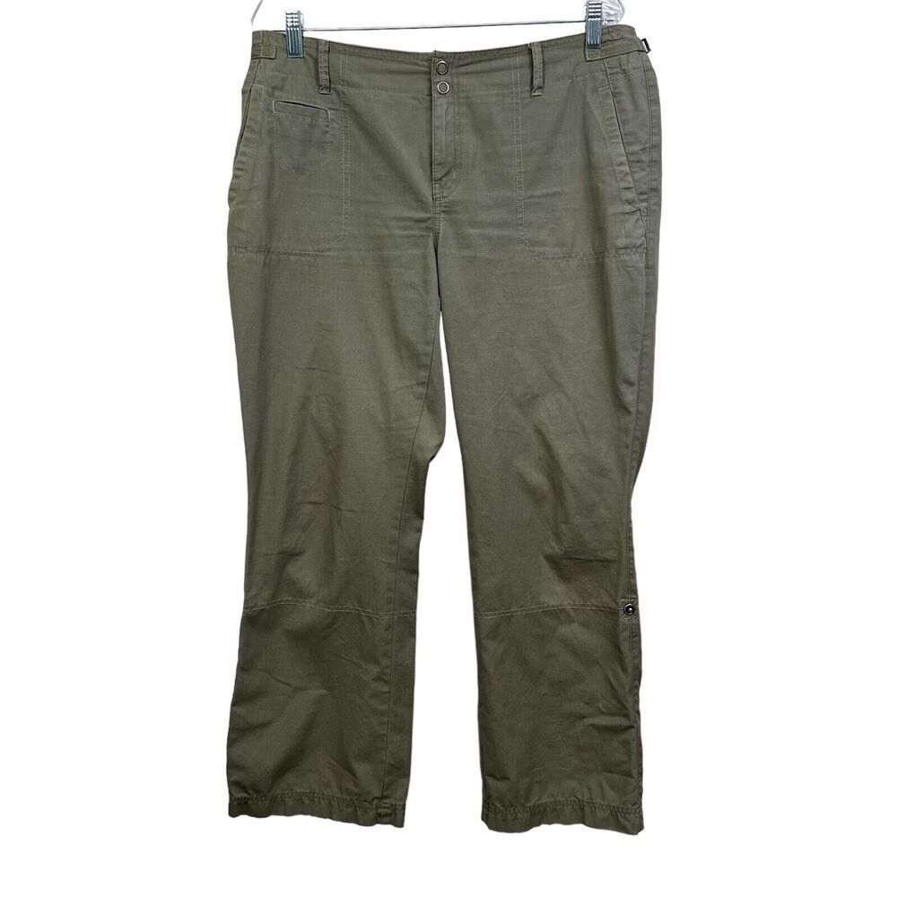 Eddie Bauer Womens Capri Pants Mercer Fit Convertible Rolled Tab Hem Green 12P*